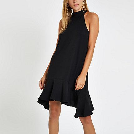 River Island Womens Frill Hem Halterneck Swing Dress