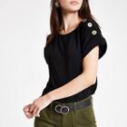 River Island Womens Button Detail T-shirt