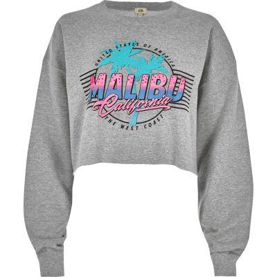 River Island Womens Marl 'malibu' Print Cropped Sweatshirt