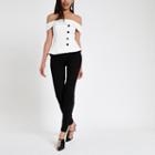 River Island Womens White Button Front Bardot Top