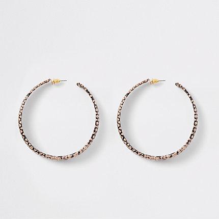 River Island Womens Snake Print Hoop Earrings