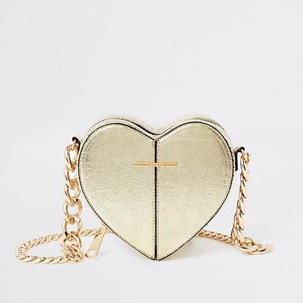 River Island Womens Gold Heart Shaped Cross Body Bag