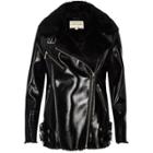 River Island Womens Patent Leather Look Aviator Coat