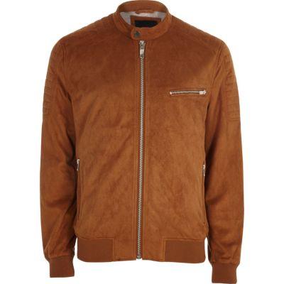 River Island Mens Faux Suede Racer Neck Jacket