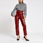 River Island Womens Vinyl Tie Waisted Peg Trousers