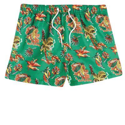 River Island Mens Palm Hawaii Print Swim Trunks
