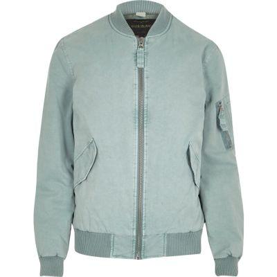 River Island Mens Washed Bomber Jacket