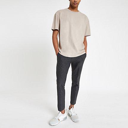 River Island Mens Pinstripe Super Skinny Crop Pants