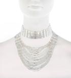 River Island Womens Silver Tone Draped Choker Necklace