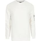 River Island Mens White Zip Pocket Sleeve Sweatshirt