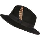River Island Mensblack Felt Feather Fedora Hat