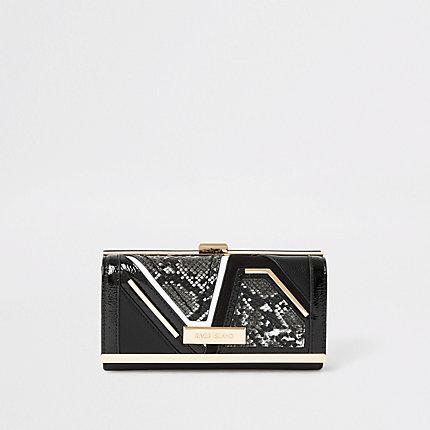 River Island Womens Snake Embossed Cliptop Purse