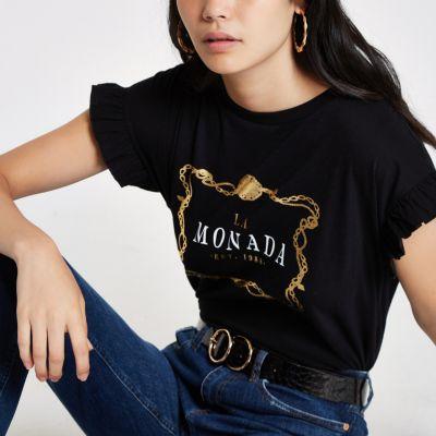 River Island Womens 'la Monada' Frill Sleeve T-shirt