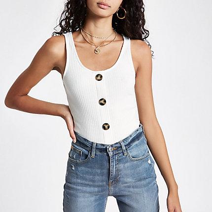 River Island Womens White Button Frontk