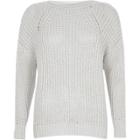River Island Womens White Fisherman Rolled Crew Neck Jumper