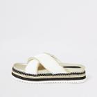 River Island Womens White Cross Studded Flatform Sandals