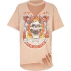 River Island Womens Skull Print Cut Out T-shirt