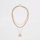 River Island Womens Gold Color Pendant Chain Layered Necklace