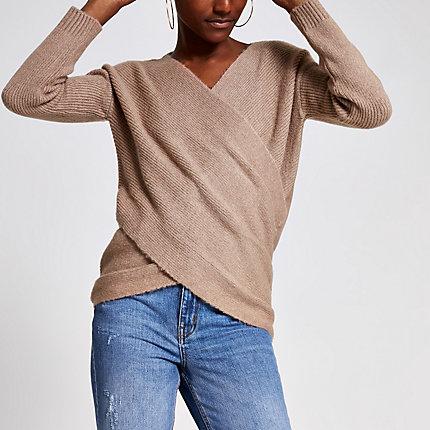 River Island Womens Knitted Wrap Jumper
