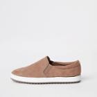 River Island Womens Faux Suede Slip On Plimsolls