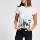 River Island Womens White Tie Dye 'l'amour' Crop T-shirt