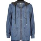 River Island Womens Denim Look Hooded Shacket