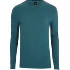 River Island Mens Pique Long Sleeve Muscle Fit T-shirt