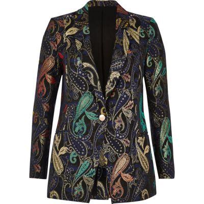 River Island Womens Metallic Jacquard Suit Jacket