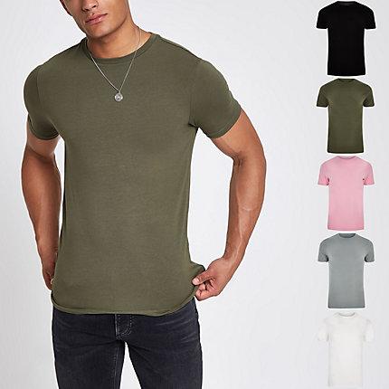 River Island Mens Multicolored Muscle Fit T-shirt Multipack