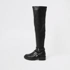 River Island Womens Over The Knee Buckle Biker Boots