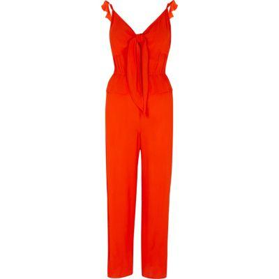 River Island Womens Bow Front Cami Frill Strap Jumpsuit