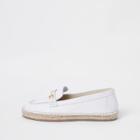 River Island Womens White Leather Snaffle Espadrille Loafers