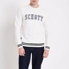 Mens Schott White Logo Print Crew Neck Sweatshirt