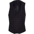 River Island Mens And Burgundy Check Suit Vest