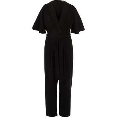 River Island Womens Tuxedo Kimono Sleeve Belted Jumpsuit
