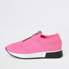 River Island Womens Neon Zip Front Knitted Runner Trainers