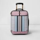 River Island Womens White Stripe Print Cabin Suitcase