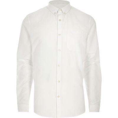 River Island Mens White Long Sleeve Oxford Shirt