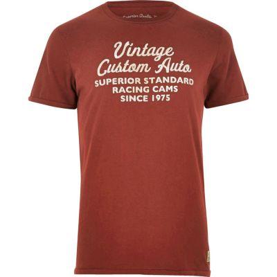 River Island Mensred Jack & Jones Vintage Print T-shirt