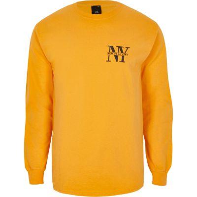 River Island Mens 'nyc' Print Slim Fit Long Sleeve Top