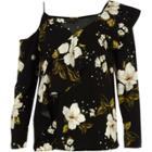 River Island Womens Floral Asymmetric Cold Shoulder Top