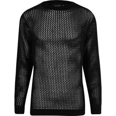 River Island Mens Mesh Knit Slim Fit Sweater