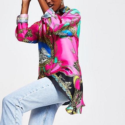 River Island Womens Chain Print Asymmetric Shirt