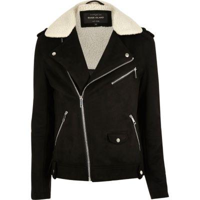 River Island Mens Fleece Collar Biker Jacket