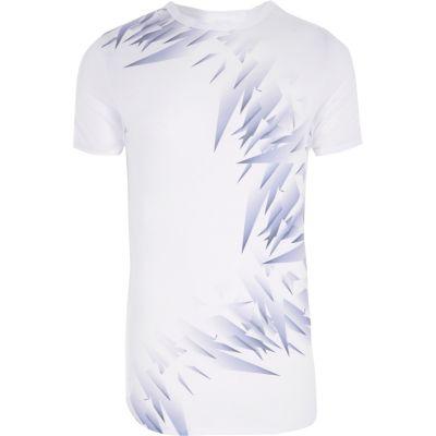 River Island Mens White Shard Print Muscle Fit T-shirt