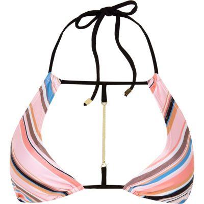 River Island Womens Print Keyhole Bikini Top