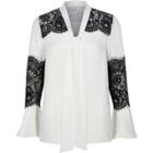 River Island Womens White Lace Insert Flared Sleeve Blouse