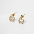 River Island Womens Gold Tone Rhinestone Paved Earrings