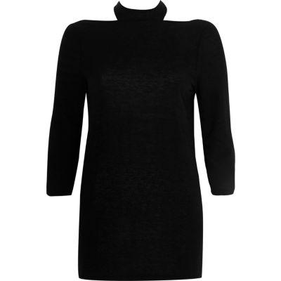 River Island Womens Choker Cut Out Back Jumper