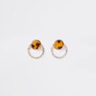 River Island Womens Gold Tone Print Diamante Pave Stud Earrings